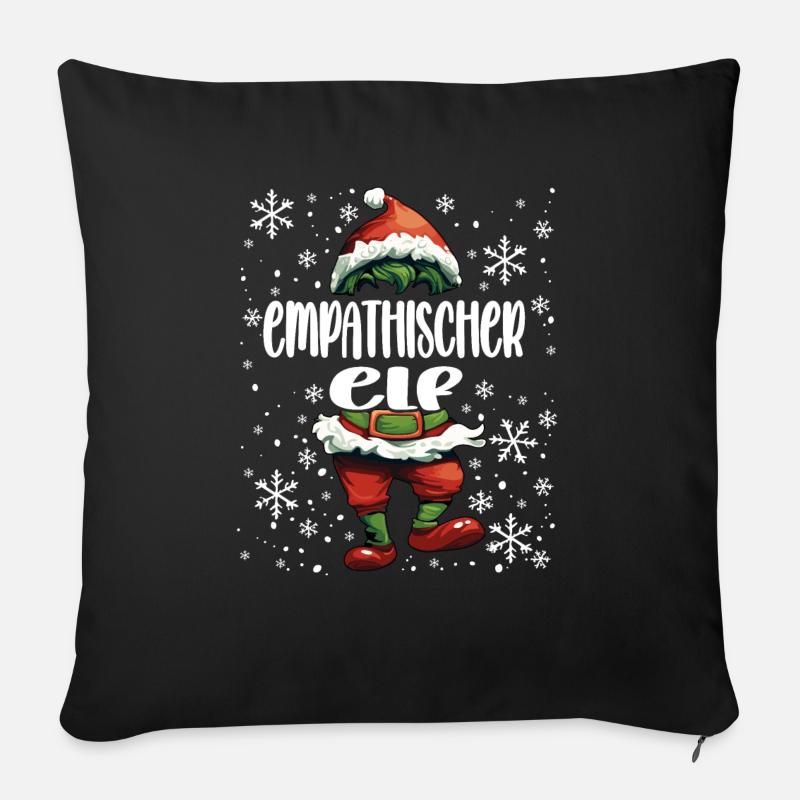 Weihnachtsoutfit Empathischer Elf - Sofakissen mit Füllung 45 x 45 cm - Schwarz