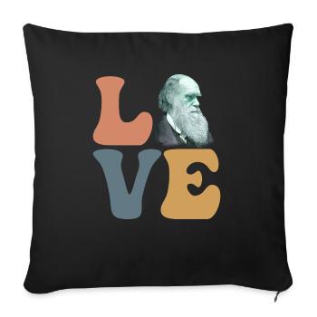 Charles Darwin Théorie de l’évolution athée - Coussin et housse de 45 x 45 cm - noir - Devant