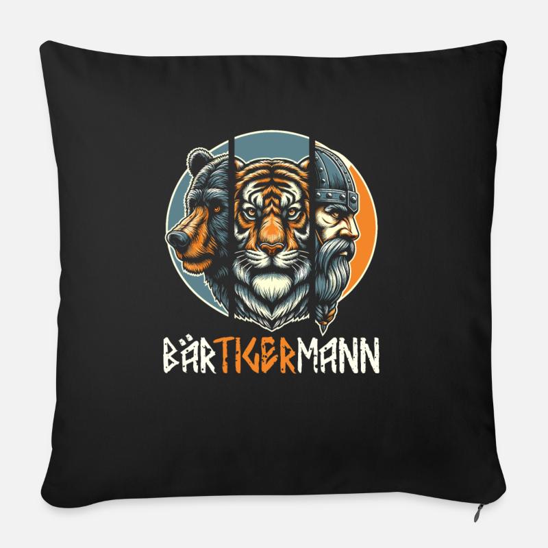 Bärtigermann Bär Tiger Mann Geschenk Bart - Sofakissen mit Füllung 45 x 45 cm - Schwarz
