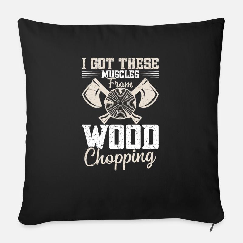 Bûcheron coupe le bois arboriste Équipement de bûcheron - Coussin et housse de 45 x 45 cm - noir