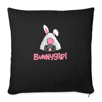 Bunnygirl Onigiri Puns Wasabi Wrappers Sashimi - Sofa pillow with filling 45cm x 45cm - black - Front
