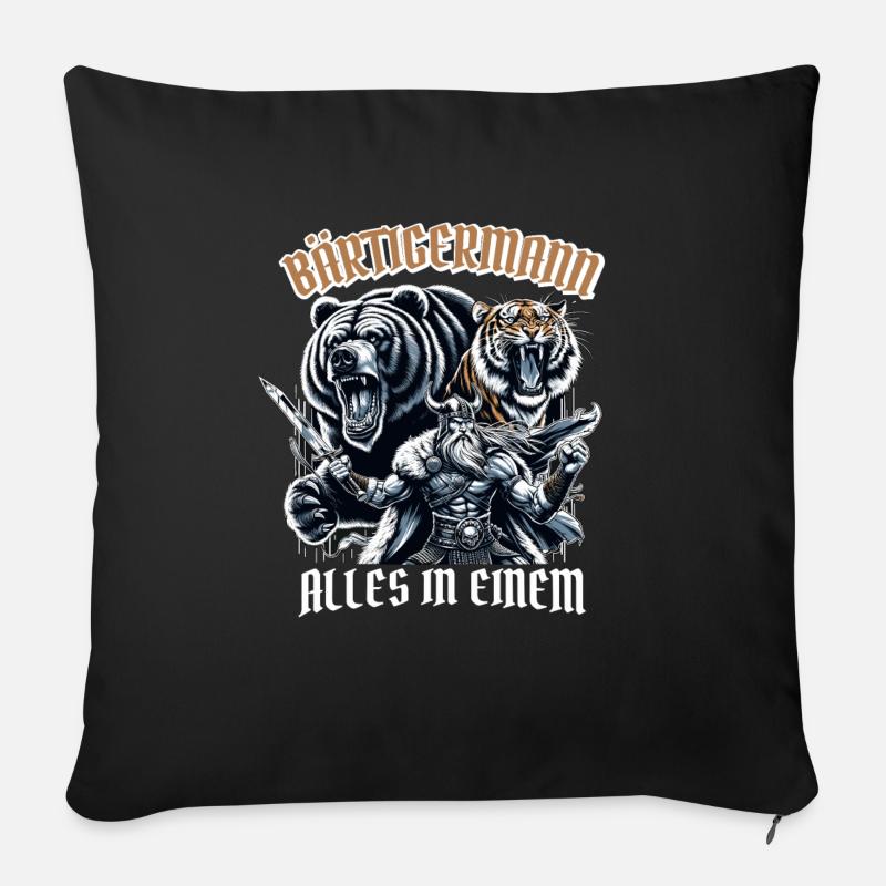 Bärtigermann alles in einem Wikinger - Sofakissen mit Füllung 45 x 45 cm - Schwarz