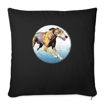 Greyhound Racing Dog Race Greyhound Race Propriétaire de lévrier - Coussin et housse de 45 x 45 cm - noir - Devant