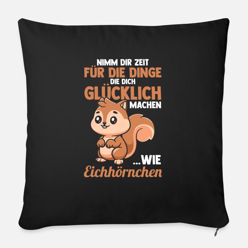 Eichhörnchen - Sofakissen mit Füllung 45 x 45 cm - Schwarz