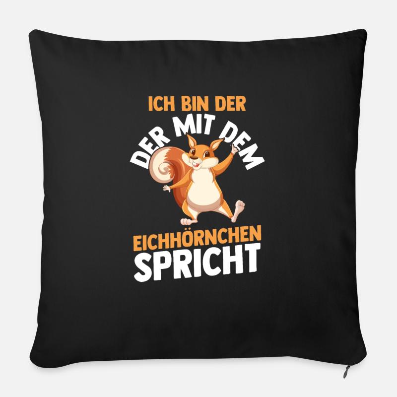 Eichhörnchen - Sofakissen mit Füllung 45 x 45 cm - Schwarz