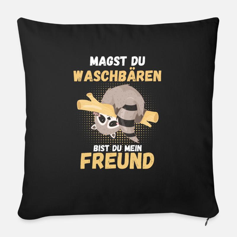 Waschbär - Sofakissen mit Füllung 45 x 45 cm - Schwarz
