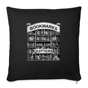 Bookshelf art with bookmarks is something for - Sofa pillow with filling 45cm x 45cm - black - Front