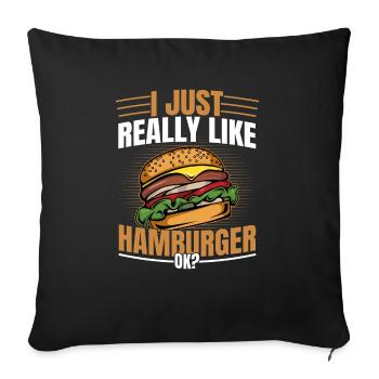 J’aime vraiment le hamburger, d’accord ? Petits pains à la viande Nourriture B - Coussin et housse de 45 x 45 cm - noir - Devant