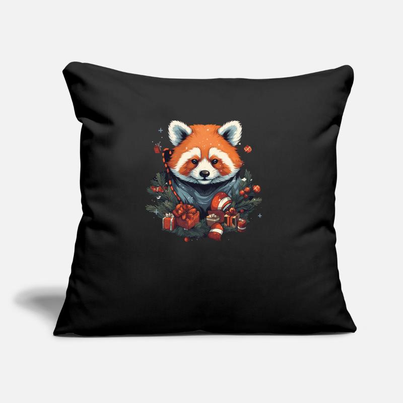 Panda roux avec des éléments de Noël, Pandas d’amour Coussin et housse de 45 x 45 cm