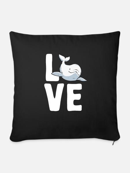Weißwal Beluga Wal - Sofakissen mit Füllung 45 x 45 cm - Schwarz