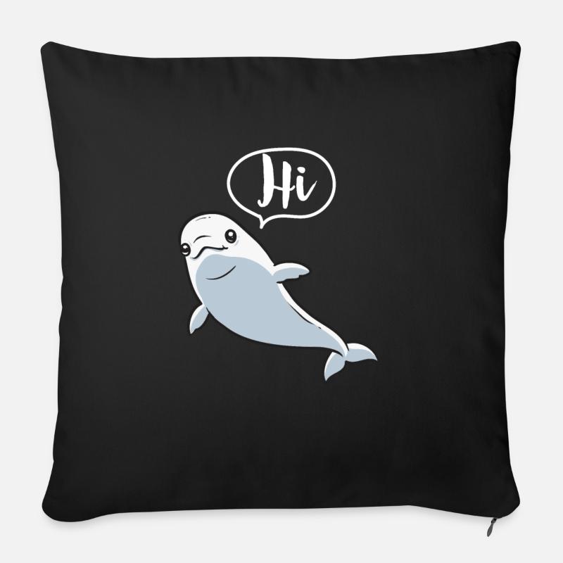 Weißwal Beluga Wal - Sofakissen mit Füllung 45 x 45 cm - Schwarz