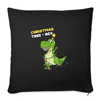 Weihnachtsbaum Rex T-Rex Lustiger Dinosaurier - Sofakissen mit Füllung 45 x 45 cm - Schwarz - Vorne