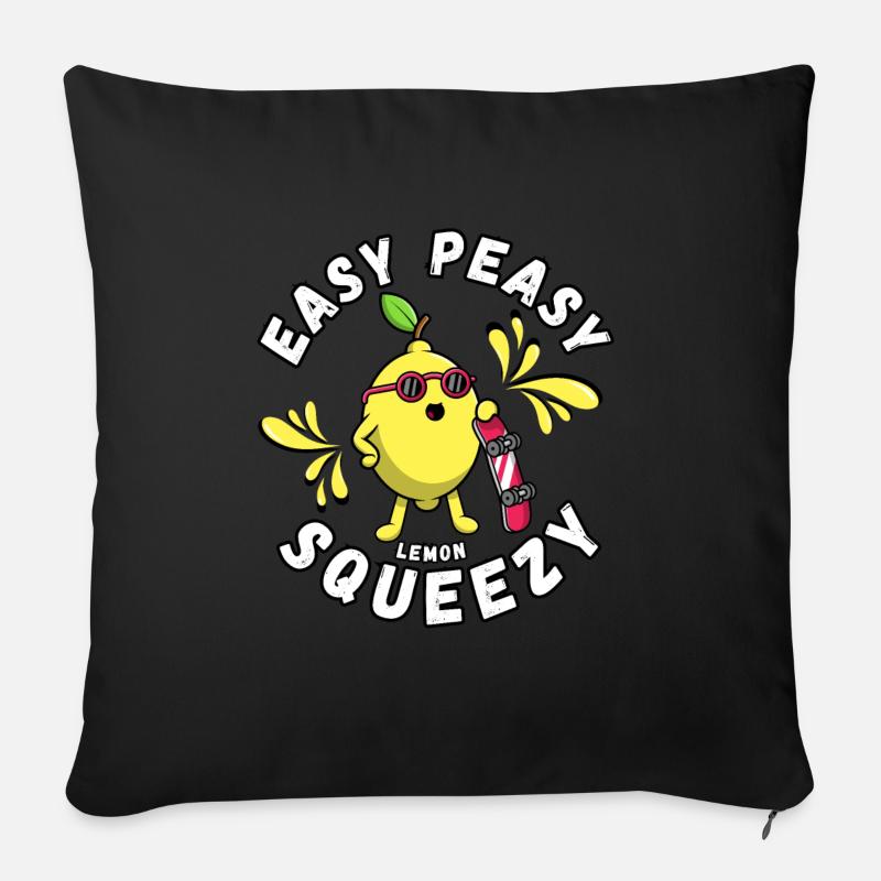 Easy Peasy Citron Pressé - Coussin et housse de 45 x 45 cm - noir