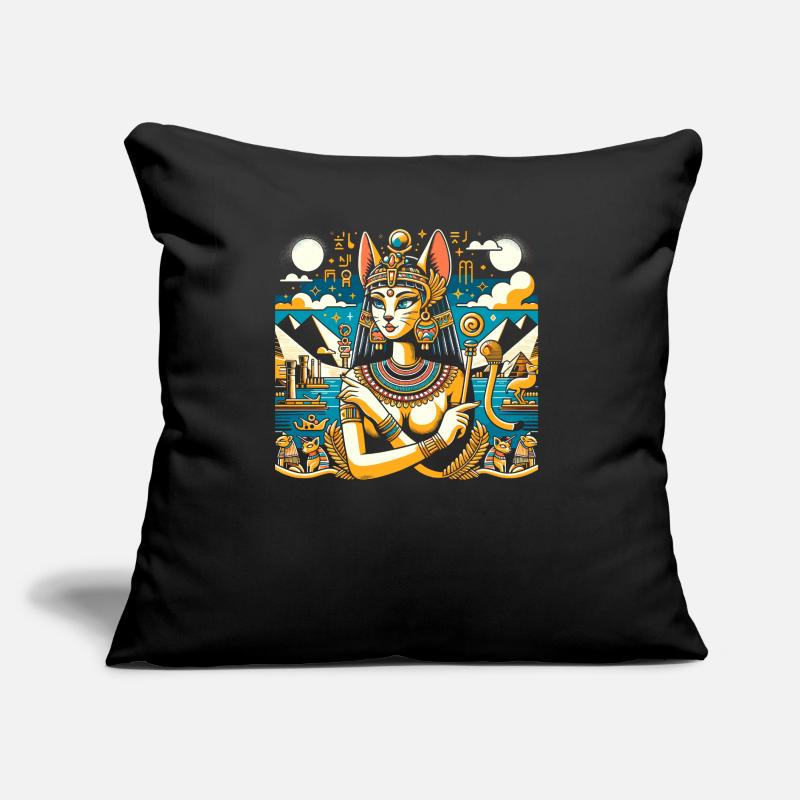 Bastet Déesse égyptienne Égypte Pyramide Égypte Coussin et housse de 45 x 45 cm
