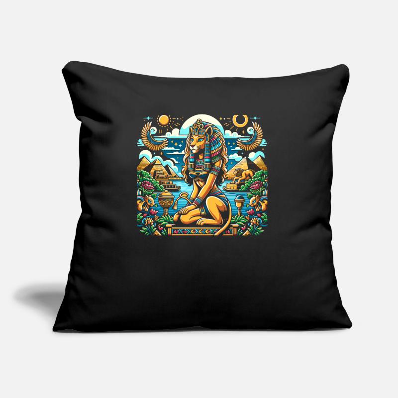 Bastet Déesse égyptienne Égypte Pyramide Égypte Coussin et housse de 45 x 45 cm