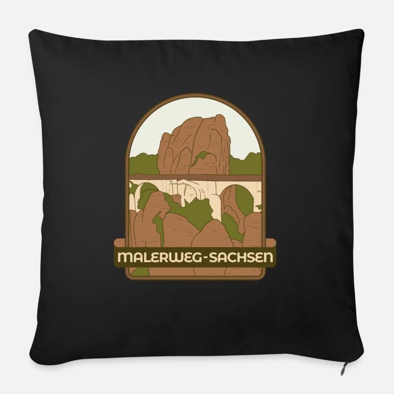 Malerweg - Sachsen - Sofakissen mit Füllung 45 x 45 cm - Schwarz