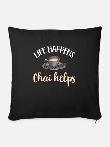 Chai Tee Masala Chai - Sofakissen mit Füllung 45 x 45 cm - Schwarz