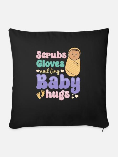 Krankenschwester Baby Entbindungsschwester - Sofakissen mit Füllung 45 x 45 cm - Schwarz