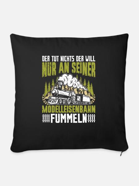 Modelleisenbahn Eisenbahn Geschenkidee - Sofakissen mit Füllung 45 x 45 cm - Schwarz