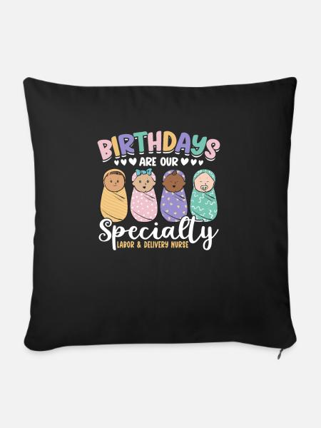Krankenschwester Baby Entbindungsschwester - Sofakissen mit Füllung 45 x 45 cm - Schwarz