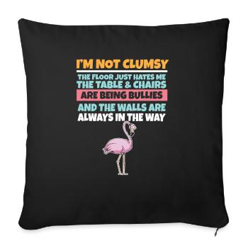 I'm Not Clumsy The Floor Hates Me Foolish Flamingo - Sofa pillow with filling 45cm x 45cm - black - Front
