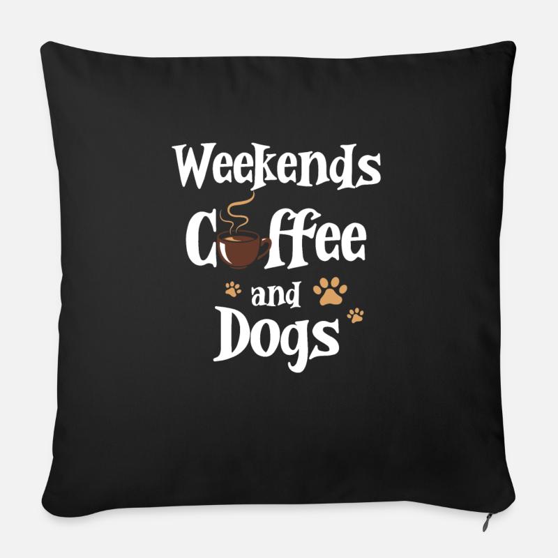 Week-ends Café Et Chiens - Coussin et housse de 45 x 45 cm - noir