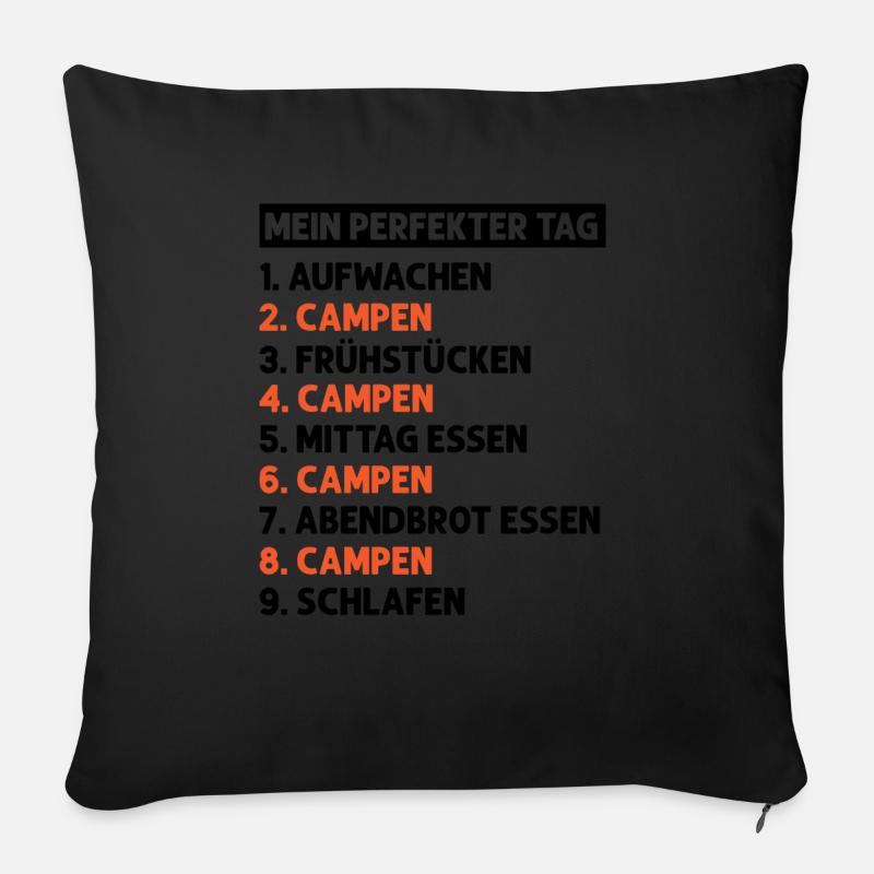 Campen Camping Wohnmobil Geschenk - Sofakissen mit Füllung 45 x 45 cm - Schwarz