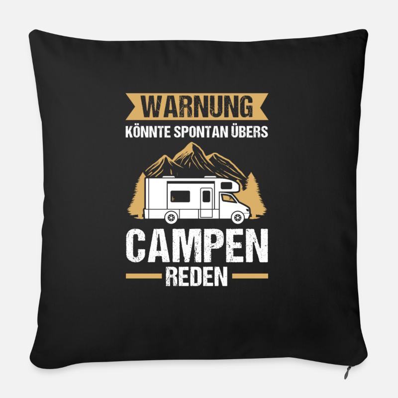 Campen Camping Camper Geschenk - Sofakissen mit Füllung 45 x 45 cm - Schwarz