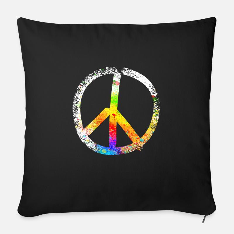 peace sign speckled 03 - Sofakissen mit Füllung 45 x 45 cm - Schwarz