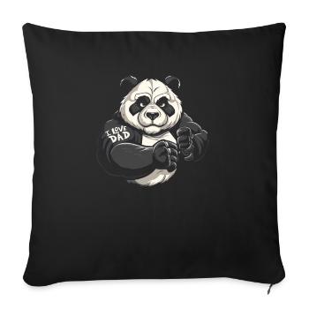 Big Panda Panda Bear I Love Dad - Sofa pillow with filling 45cm x 45cm - black - Front