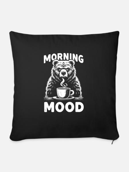 Mürrischer Bär Mit Kaffee-morgenstimmung - Sofakissen mit Füllung 45 x 45 cm - Schwarz