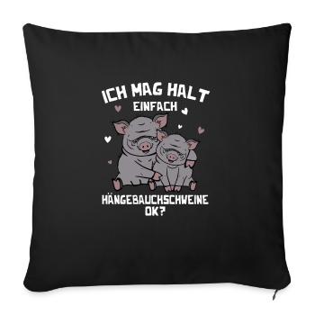 J’aime juste les cochons ventrus cochon - Coussin et housse de 45 x 45 cm - noir - Devant