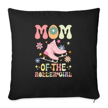 Patineuse à roulettes fille maman - Coussin et housse de 45 x 45 cm - noir - Devant