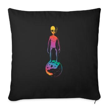 Cadeau coloré de planète extraterrestre - Coussin et housse de 45 x 45 cm - noir - Devant