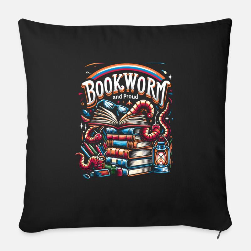 Bookworm and Proud 6 - Sofakissen mit Füllung 45 x 45 cm - Schwarz