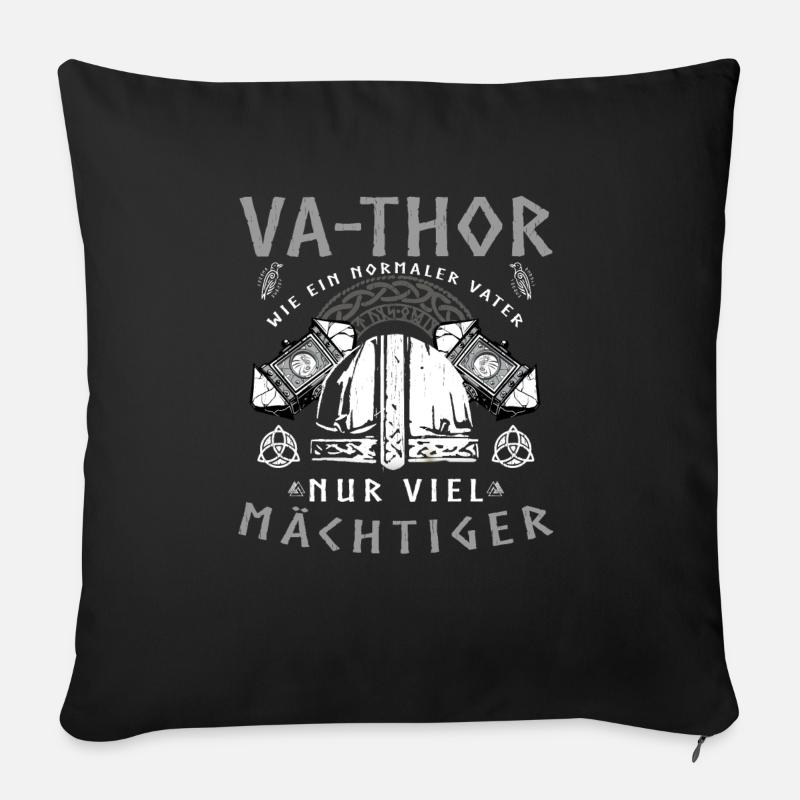 Vathor - Vatertag Vatertagsgeschenk Wikinger - Sofakissen mit Füllung 45 x 45 cm - Schwarz