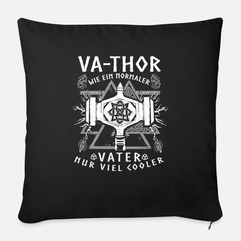 Vathor - Vatertag Vatertagsgeschenk Wikinger - Sofakissen mit Füllung 45 x 45 cm - Schwarz