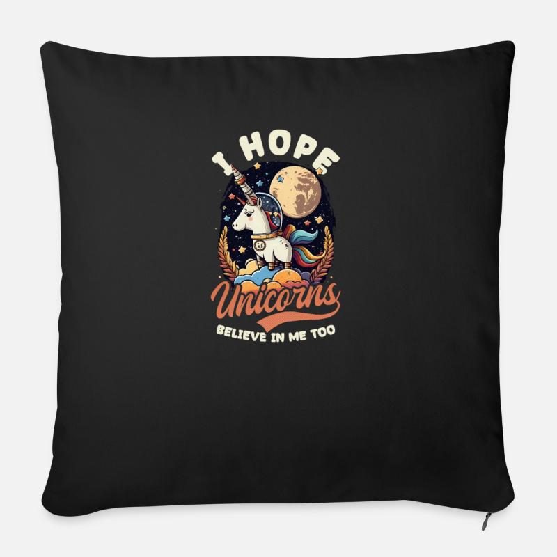 Einhorn-Hoffnung Einhörner glauben auch - Sofakissen mit Füllung 45 x 45 cm - Schwarz