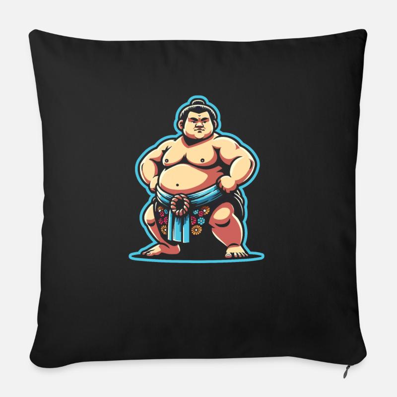 Sumo-Ringer Japanisches Ringen Sumo-Ringen - Sofakissen mit Füllung 45 x 45 cm - Schwarz