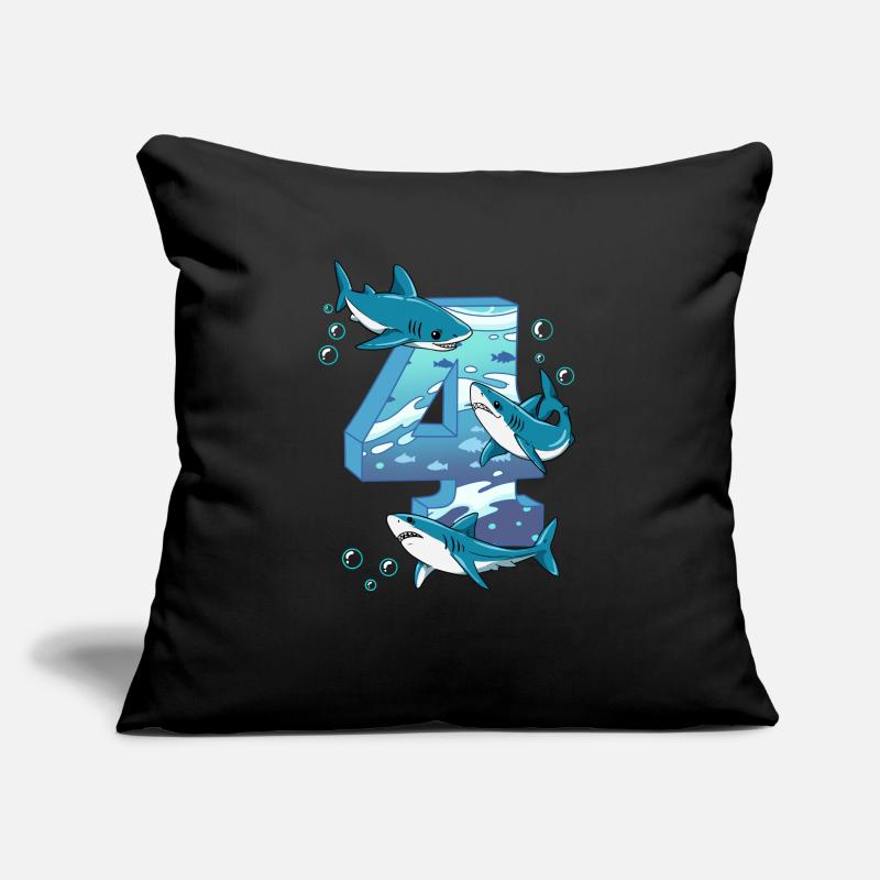Requin du 4e anniversaire Coussin et housse de 45 x 45 cm