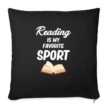 Lesen Ist Mein Lieblingssport Lustiger Bücherwurm - Sofakissen mit Füllung 45 x 45 cm - Schwarz - Vorne
