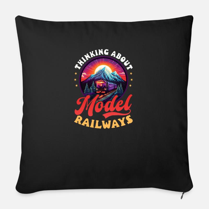 Model Railroad Thinking About Model Railways - Sofa pillow with filling 45cm x 45cm - black
