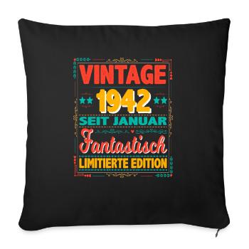 January 1942 Vintage Fantastic 82 Years Man - Sofa pillow with filling 45cm x 45cm - black - Front