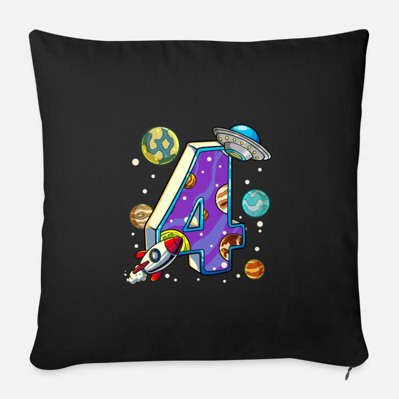 4 Anniversaire Astronaute de l’espace 4 ans - Coussin et housse de 45 x 45 cm - noir