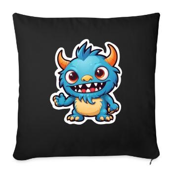 Illustration40 1Cute monster - Sofa pillow with filling 45cm x 45cm - black - Front