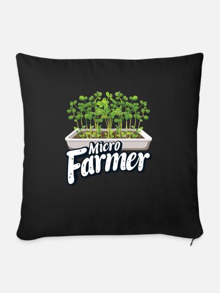 Microgreen Agriculture Gartenarbeit - Sofakissen mit Füllung 45 x 45 cm - Schwarz
