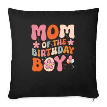 Mère De Fille D’anniversaire Groovy Mère Famille - Coussin et housse de 45 x 45 cm - noir - Devant