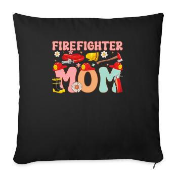 Firefighter Mom Groovy Fire Fighting - Sofa pillow with filling 45cm x 45cm - black - Front