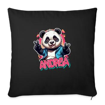 ANDREA - Beautiful Girl Name with Cool Panda - Sofa pillow with filling 45cm x 45cm - black - Front