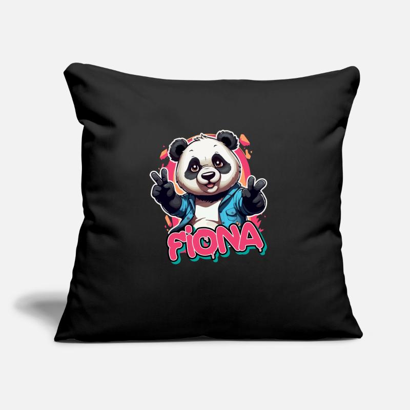 FIONA - Schöner Mädchen Name mit coolem Panda Sofakissen mit Füllung 45 x 45 cm